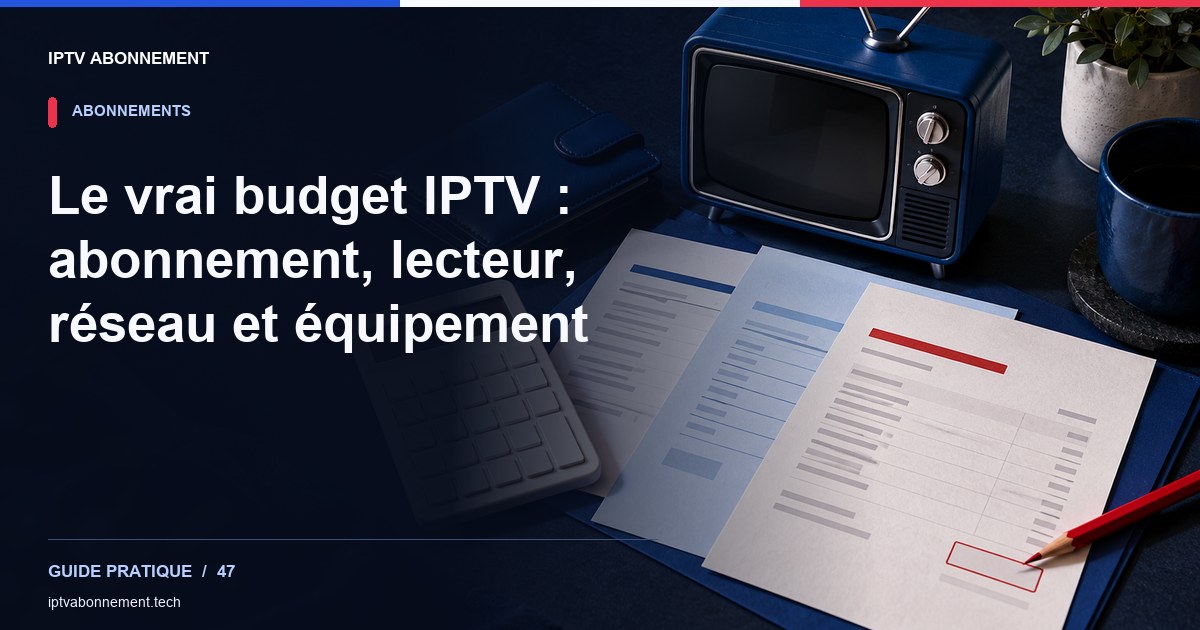 Le vrai budget IPTV : abonnement, lecteur, réseau et équipement — illustration éditoriale