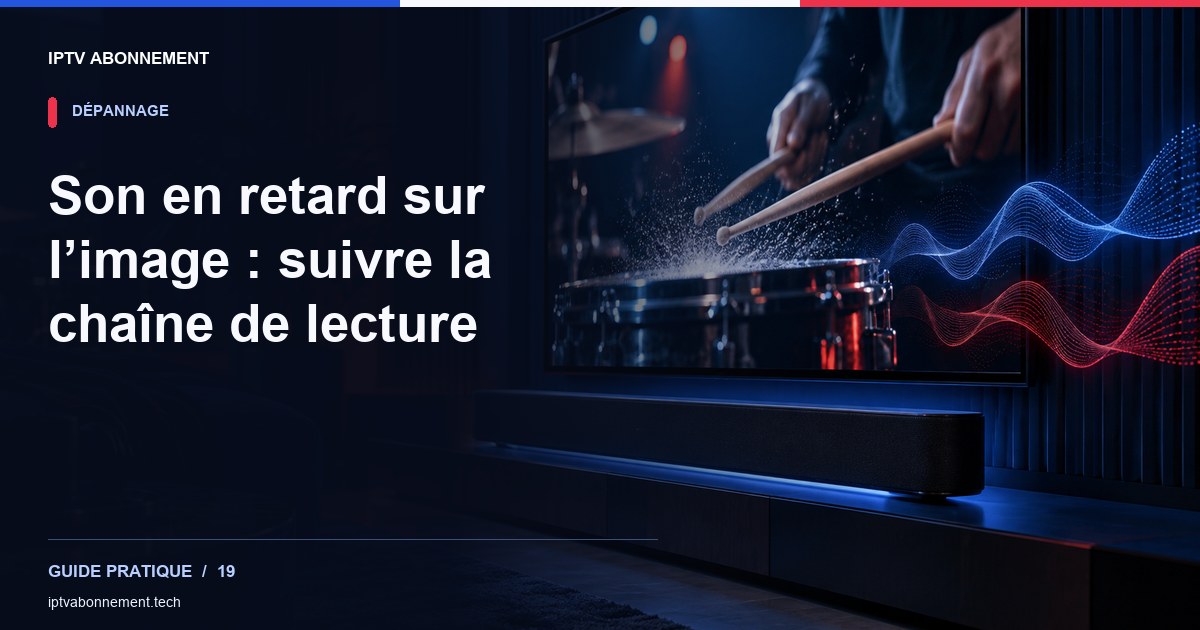 Son en retard sur l’image : suivre la chaîne de lecture — illustration éditoriale